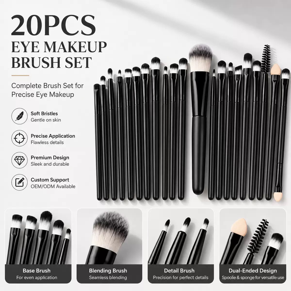 Group Head Brush - 20Pcs Professional Makeup Brushes Set Soft